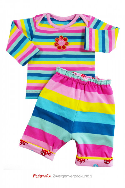 Babyshirt und Hose aus Jersey nähen - farbenmix Baby-Schnittmuster Zwergenverpackung