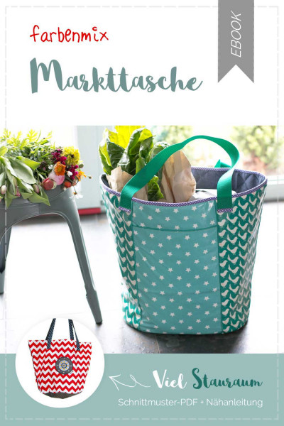 Nähanleitung "Markttasche" Schnittmuster große Einkaufstasche