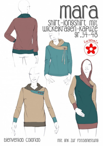 Damenshirt Longshirt Schnittmuster "Mara" Bienvenido Colorido Damenshirt Longshirt Schnittmuster "Mara" Bienvenido Colorido