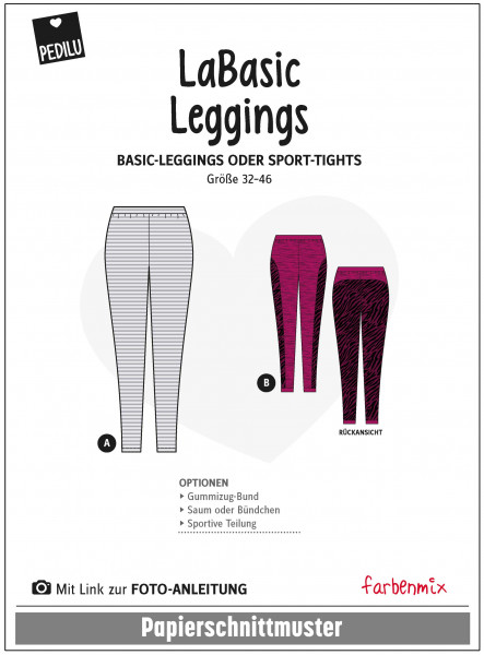 Schnittmuster "LaBasic Leggings" Pedilu Damen-Tight, Laufhose, Basicleggings