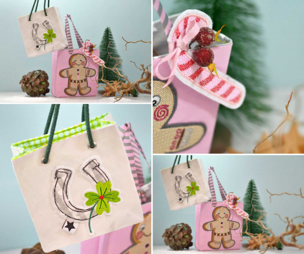 Weihnachtsgeschenketaschen aus Stoff selbstgenäht
