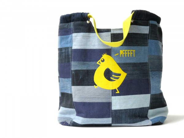 Schnittmuster Einkaufsbeutel "FlexiBag" zum Wenden, genäht aus Jeansresten