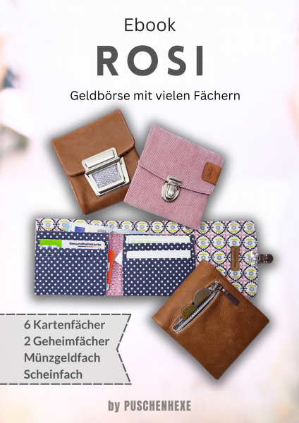 PDF Schnittmuster Portemonnaie Rosi von Puschenhexe mit Kartenfächern und Münzgeldfach