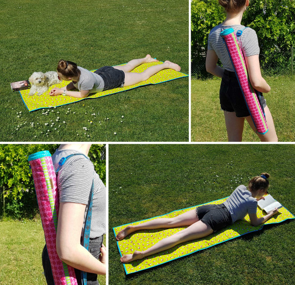 Nähanleitung Strandmatte / Schwimmbadmatte zum Mitnehmen mit Tragegurt