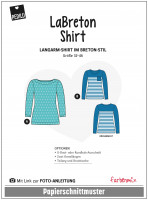 Papierschnittmuster Damen-Langarmshirt im Breton-Stil von Pedilu Gr. 32-46