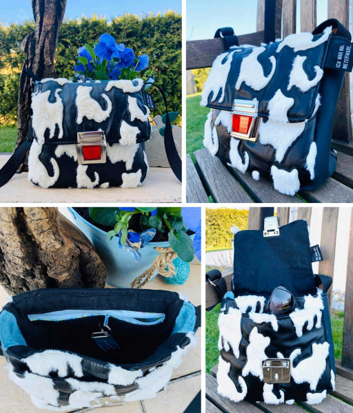 Kleine Umhängetasche im Kuhfell-Design - Taschenschnittmuster Käthe von Puschenhexe