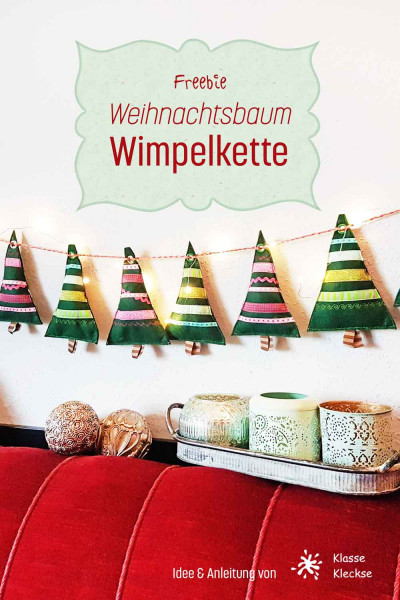 Weihnachtsdeko nähen - Wimpelkette Weihnachtsbäumchen Gratis Nähanleitung zum Downloaden