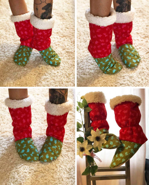Kuschelbooties Hüttenschuhe, Schnittmuster mit Nähanleitung