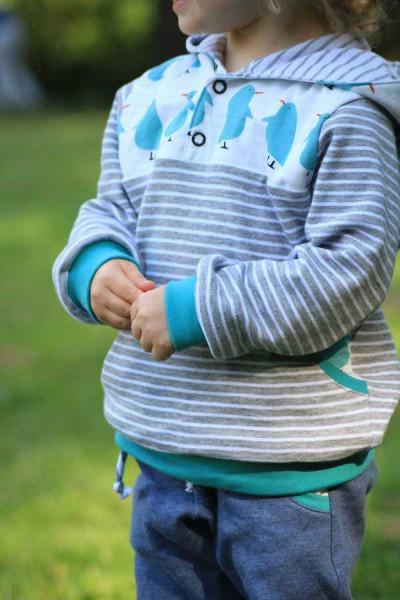 Ebook PDF-Schnittmuster Stoffmixpulli Jungs mit Knopfleiste Gr. 74-164 von Klimperklein