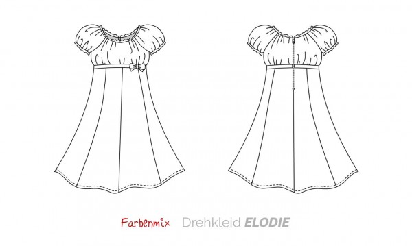 Schnittzeichnung Festkleid Elodie von Farbenmix