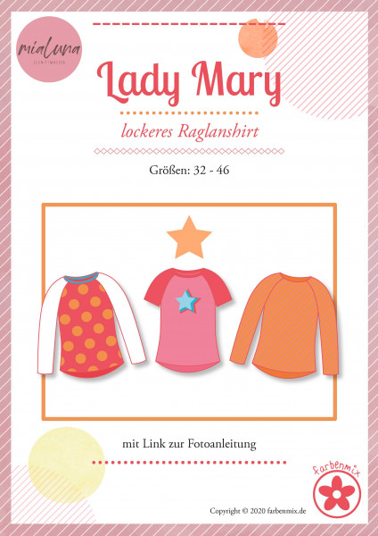 Papierschnittmuster Damen-Raglanshirt Lady Mary Kurz- und Langarm