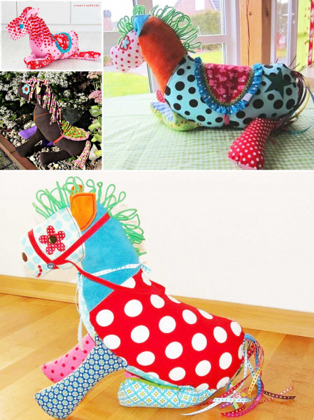 Knuffelpferd Ebook Schnittmuster von farbenmix, für Stoffreste und Bänder