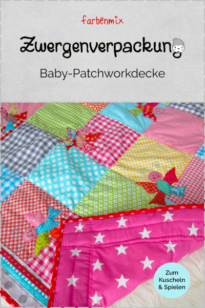 Babydecke nähen - Freebie "Patchworkdecke" farbenmix Zwergenverpackung
