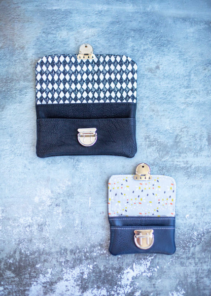 Nähpaket Geldbörse Else Schwarz Kunstleder mit Baumwoll-Innenstoff