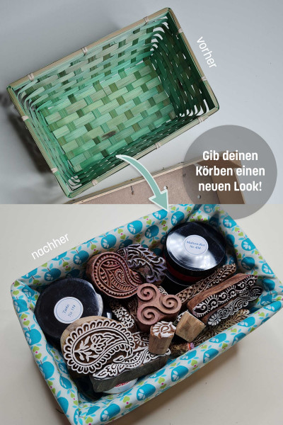 Stoffbezug für eckige Rattankörbe nähen