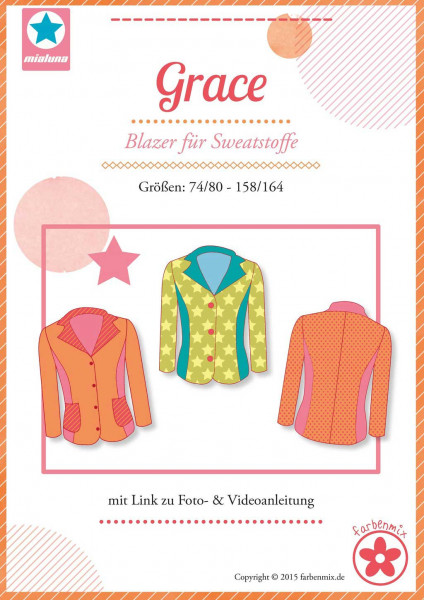 Sweatblazer Schnittmuster "Grace" Gr. 74/80 - 158/164
