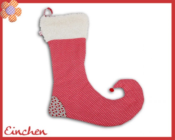 Nikolausstiefel mit Spitze aus Stoff nähen