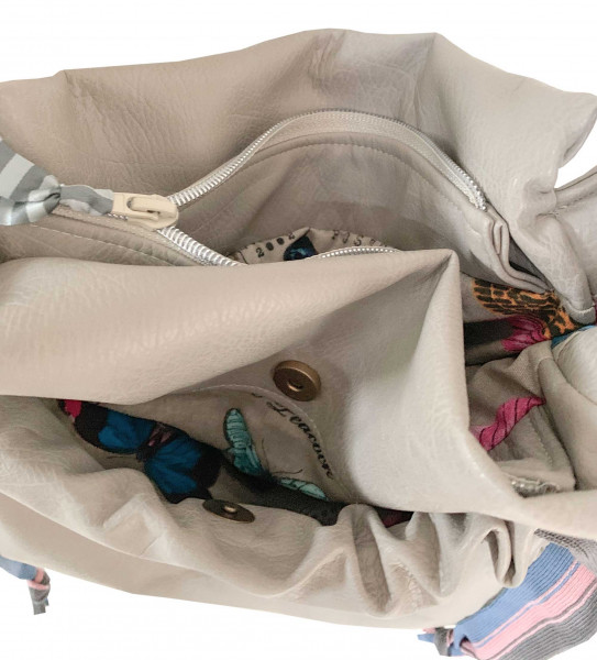 Innenansicht Handtasche PerlMuschel in beuteliger Form von farbenmix.