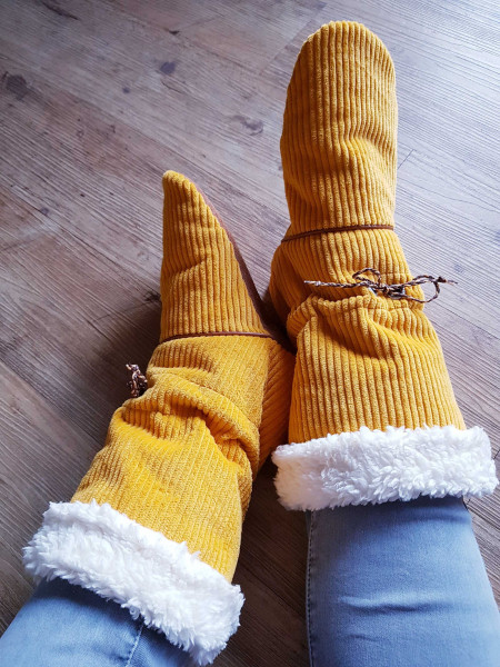Kuschelbooties Hüttenschuhe, Schnittmuster mit Nähanleitung