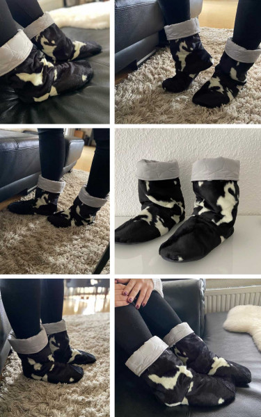 Kuschelbooties Hüttenschuhe, Schnittmuster mit Nähanleitung