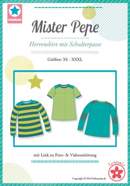 Schnittmuster Herrenshirt mit Schulterpasse Gr. XS-XXXL