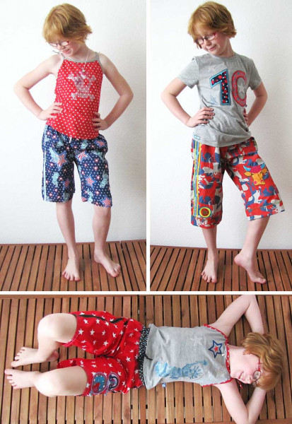 Nähanleitung Schnittmuster "machmalhalblang", Bermuda, Shorts, Kurze Hose, Gr. 86/92 - 146/152 für Jungs und Mädchen