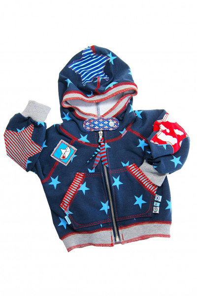 Schnittmuster Sweatjacke für Kinder Blau mit Sternen