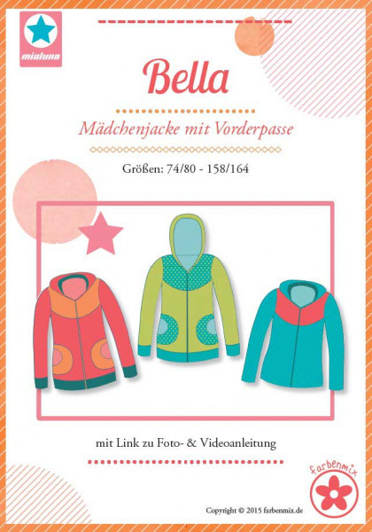 Papierschnittmuster "Bella" Mädchen Sweatjacke mit Vorderpasse