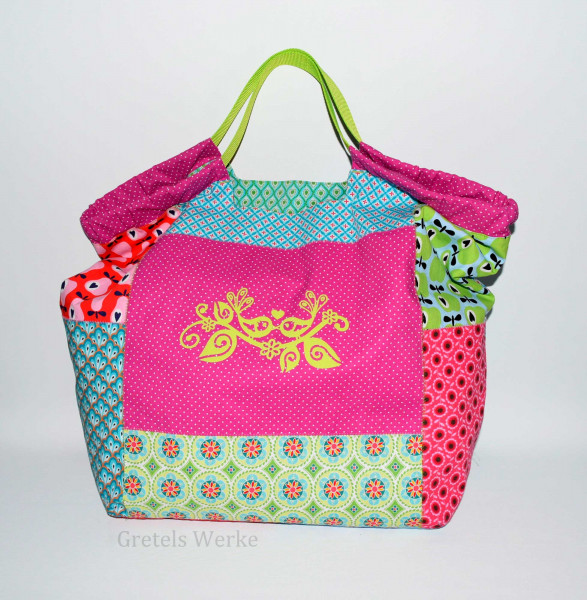 Nähanleitung Einkaufsbeutel "FlexiBag" im bunten Patchworklook zum Wenden und Falten