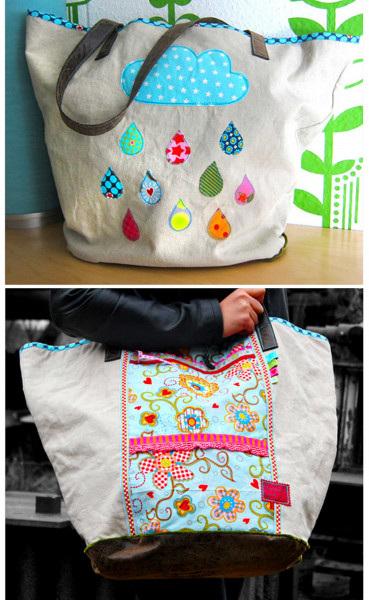 PDF-Schnittmuster XXL Einkaufstasche mit Regenwolke Applikation